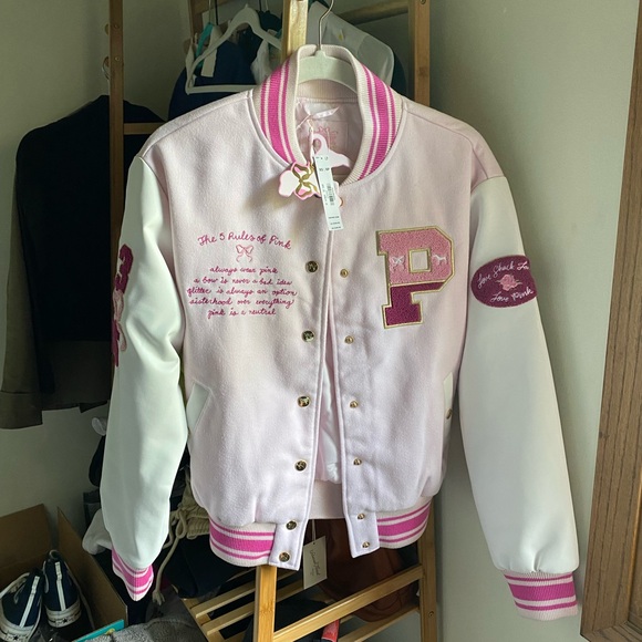 VS PINK x LoveShackFancy Boyfriend Varsity Jacket - Picture 4 of 16